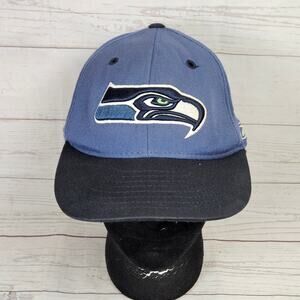 Seattle Seahawks Hat Reebok Fitted Baseball Cap Men's 7 3/8 Blue NFL